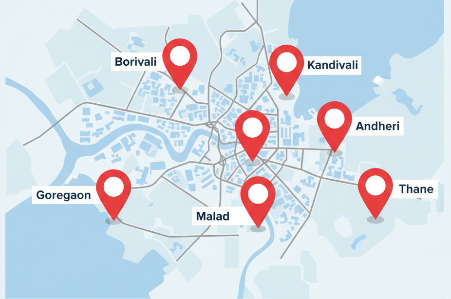 Map pins on a city map